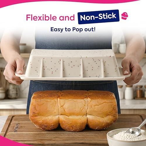 RICCLE Silicone Bread Loaf Pan 2 Pc, 9.5x5 inch inch Banana Bread Loaf Pan