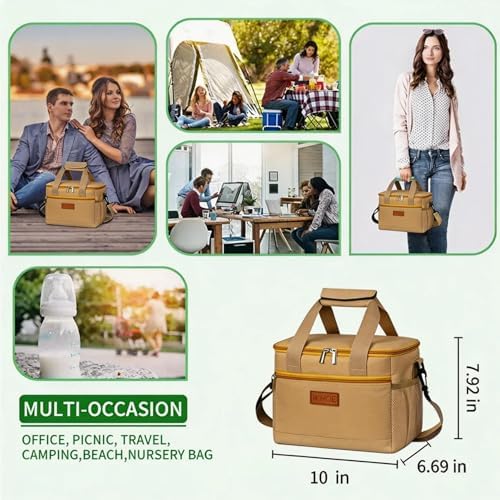 iknoe Insulated Lunch Bag, Foldable 8.5L Cooler Bag for Men & Women, Lunch Box