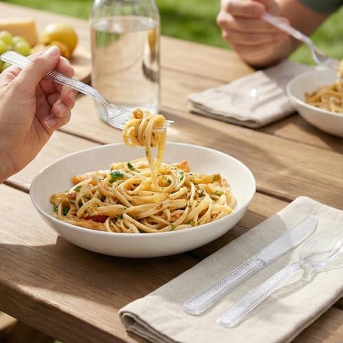 Party Dimensions 3000 Count Plastic Cutlery Combo Case, Disposable Clear Plastic Silverware Utensils Set, 1000 Forks, 1000 Spoons, 1000 Knives