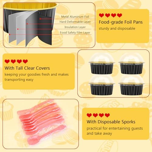 LNYZQUS 5oz Cupcake Tins with Dome Lids, Dot Cake Cups Mini Cake Pans