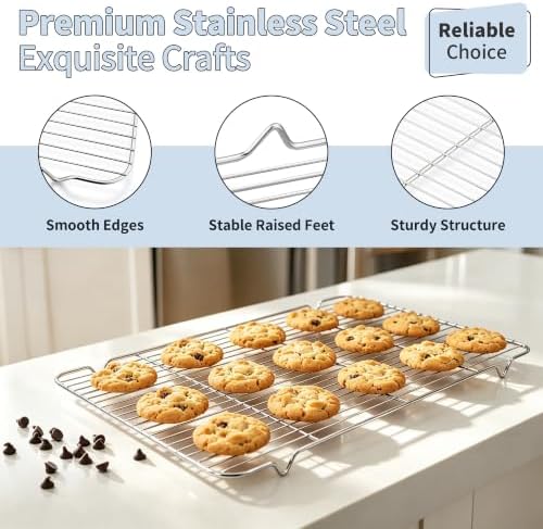 TeamFar Stainless Steel Baking Sheet with Rack Set, 20"x14"x1.2"