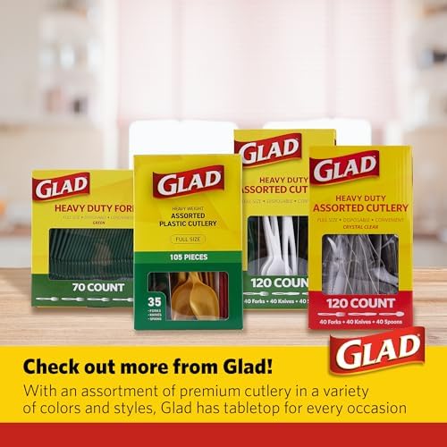 Glad Clear Disposable Plastic Cutlery Set, 120 Count Value Pack