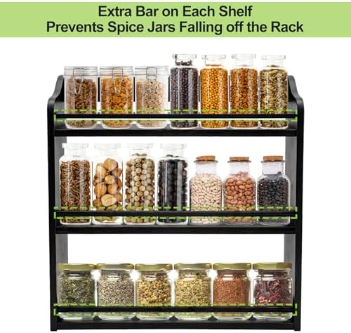 3 Tier Bamboo Spice Rack Wall Mount or Countertop,Spice Organizer