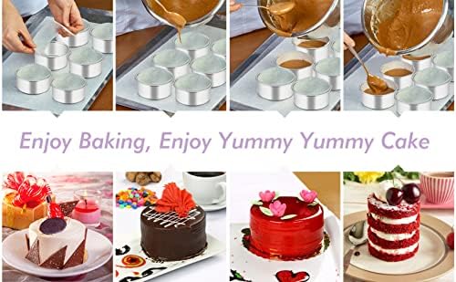 TeamFar 4 Inch Cake Pan, 6 Pcs Stainless Steel Round Baking Cake Pans Set