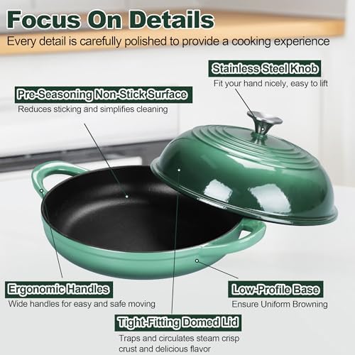 TeamFar Cast Iron Bread Dutch Oven, 6 Qt Enameled Dutch Oven Pot