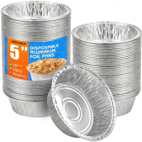 100 Pack Mini Pie Pans, 5in Pie Tins, Disposable Aluminum Round Foil Tart, Aluminum Foil Pans, Easily Stack & Store for Baking, Cooking, Storage or Reheating