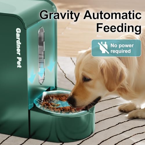 Gravity Automatic Cat Feeder, Water & Food Dispenser Set, Stainless Bowls