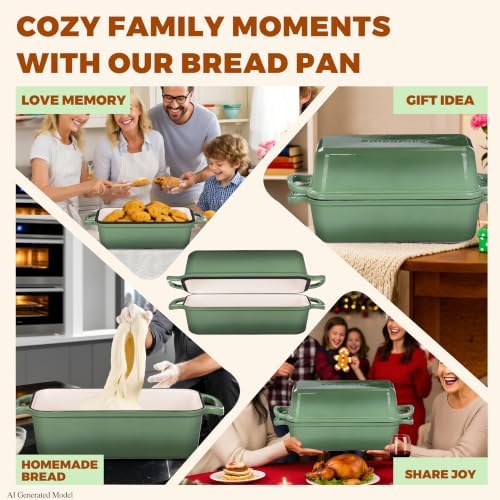 Cast Iron Loaf Pan with Lid, 11x5 Inch 5.8 Qt Sourdough Pan