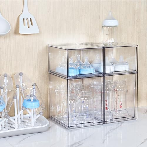 Vtopmart Clear Stackable Storage Drawers, 2 Pack Tall Plastic Organizers