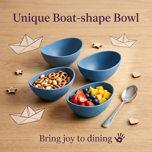 Snack Bowls Set of 6, Unbreakable Wheat Straw Bowls 10oz - Blue