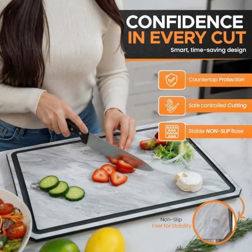 Composite Wood Cutting Board Set of 3, Marble Stone Look