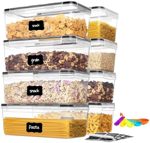 8pc 3.2L Airtight Canisters with Lids, Kitchen Dry Pantry Storage