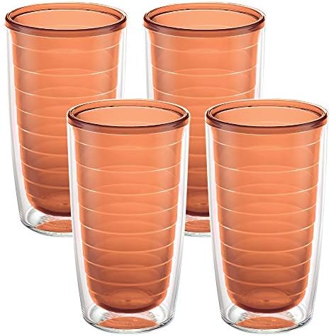 Tervis Clear & Colorful Tabletop Made in USA Double Walled Insulated Tumbler Travel Cup Keeps Drinks Cold & Hot, 16oz - 4pk, Citrus Sunrise