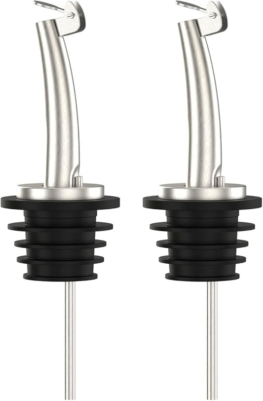 Axe Sickle 2 Pcs Oil Spout Liquor Bottle Pourer Spouts Stainless Steel Speed Pour Spouts Olive Oil Dispenser Spout for About 3/4" Bottle Mouth, with Flip Top
