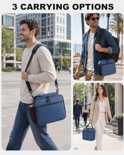 Insulated Lunch Box for Men Small, Blue Mens Lunch Bag with Strap