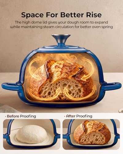 5QT Enameled Cast Iron Sourdough Bread Oven & Starter Kit, Blue