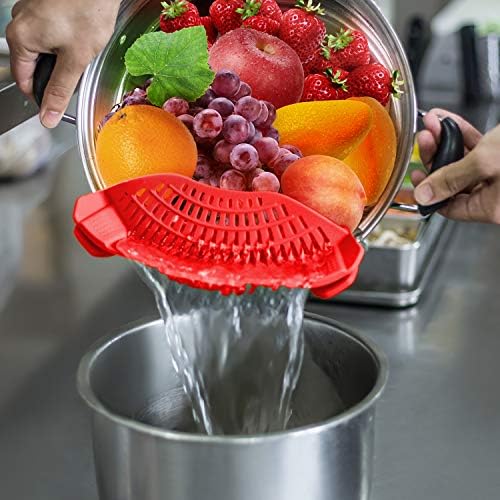 AUOON Clip On Strainer for Pots, Standard 8.86 x 3.55 in, Red