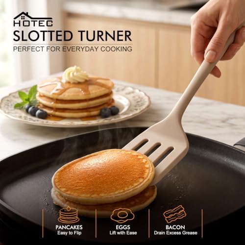 HOTEC 2-Pack Silicone Cooking Turner Spatula set, Khaki