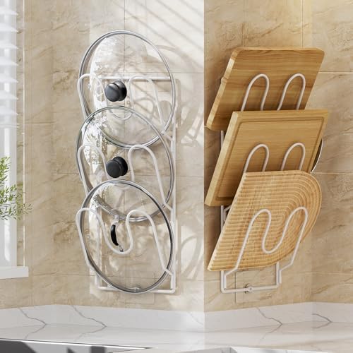 ORDORA Pot Lid Organizer Rack for Cabinet Door, 2 Pack Pot Lid Holder White