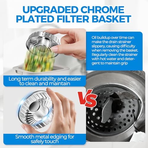 zaa 3 in 1 Kitchen Sink Drain Strainer Stopper Removable Basket Pop-Up