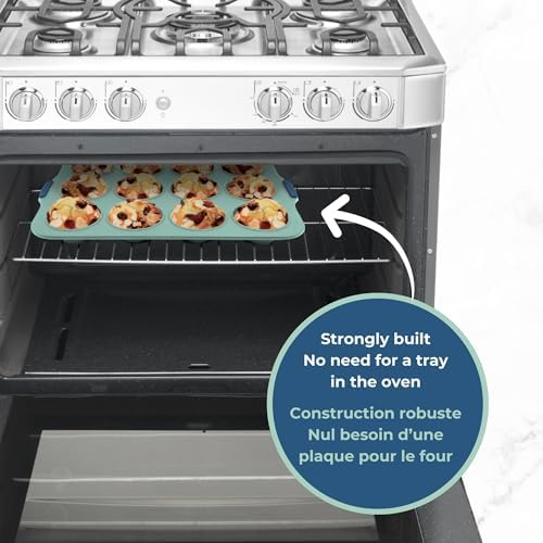 Starfrit 12-Cup Silicone Muffin Pan, Metal Frame, BPA-Free, Green