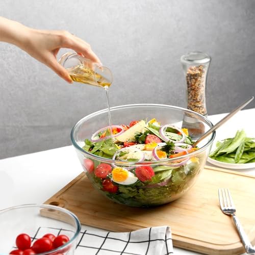 NUTRIUPS 4.5QT Large Glass Mixing Bowl, Big Clear Salad Bowls