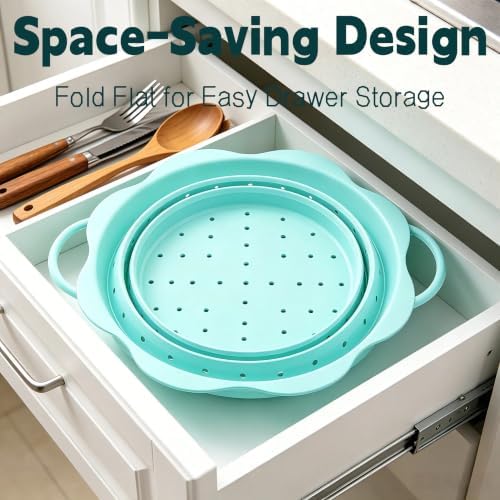 Collapsible Silicone Colander for Kitchen，Foldable Pasta Vegetable Strainer