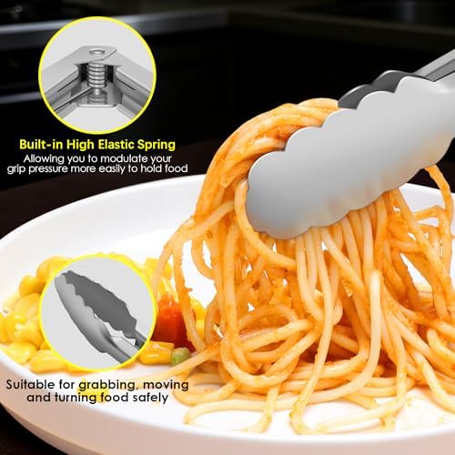 Metal Tongs for Cooking, Heat Resistant 600 Degrees - 7", 9" and 12"