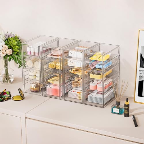 YFXCVSL 6-Pack Acrylic 31-Drawer Storage & Makeup Organizer for Desk