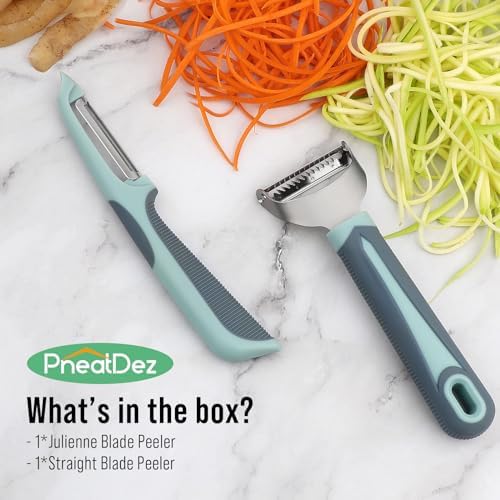 Julienne Peeler Vegetable Peeler with 4.8'' Long Silicone Handle