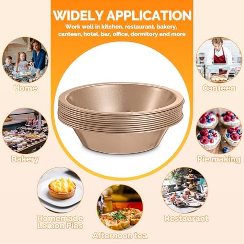 8 Pcs 4 Inch Steel Mini Pie Pans Tins, Champagne