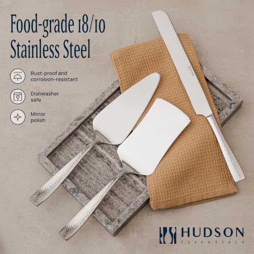 Hudson Essentials Hammered 18/10 Stainless Steel Hostess Serving Utensil Set, 8-Piece Set with Cake Knife, Cake Server and Lasagna Pie Server, Dishwasher Safe