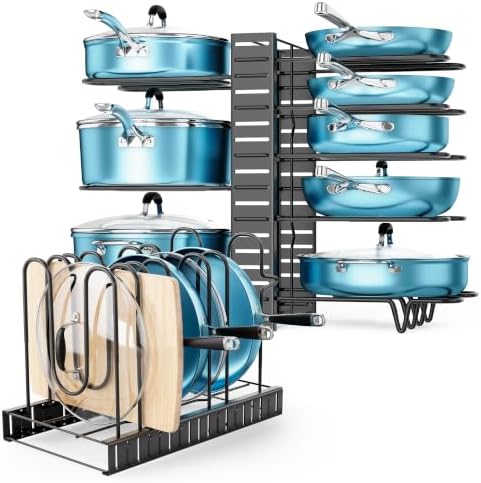 ORDORA Pots and Pans Organizer Under Cabinet 16.6" 8-Tier Adjustable 2-Pack