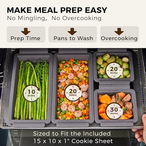 HONGBAKE Bakeware Sets, Baking Pans Set with Reusable Silicone Sheet Trays Dividers, Nonstick Oven Pan with Wider Grips, 14-Piece Including Rack, Cookie Sheet, Cake, Loaf, Muffin, Pizza Pan
