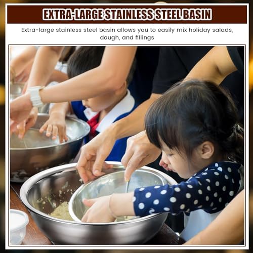 Nuogo 8 Pcs Stainless Steel Mixing Bowls Large for Salad, 16 Inch 13 Qt