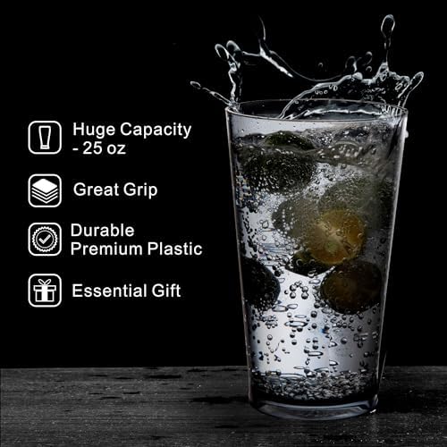 JGIRL Unbreakable Plastic Drinking Glasses,Set of 6,16 Ounces (Grey)