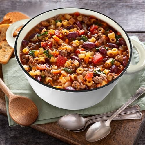 6 Quart Enameled Cast Iron Dutch Oven with Lid, Heavy Duty Cast Iron Pot for Braising, Stews, Roasting, Soup, Casseroles & Bread Baking, Nonstick Enamel Interior, Oven Safe to 500°F