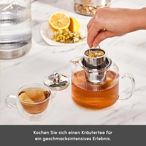 Karaca Kelly Midi Glass Teapot - 0.6 Lt, Lid Drinker: 1.5 Lt, Induction Base