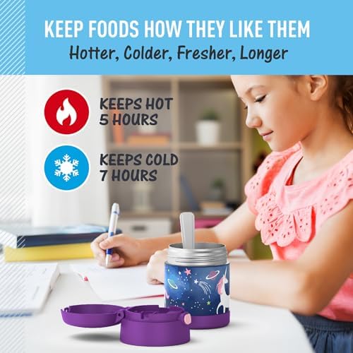 THERMOS FUNTAINER Kids Food Jar with Spoon, 10oz, Space Unicorn