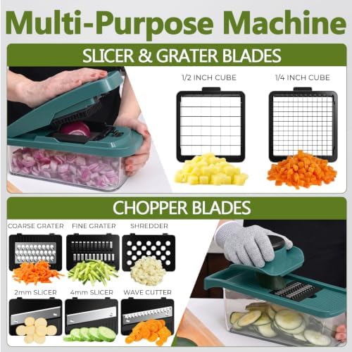Multifunctional Vegetable Chopper & Mandoline Slicer with Spiralizer