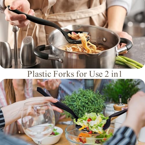 Mwellewm 72Pcs Plastic Serving Utensils Set, Disposable Spoons Tongs Forks