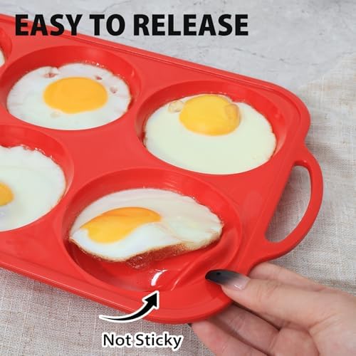 4 Inch Muffin Top Pan Non Stick with Metal Frame, Silicone Egg Molds