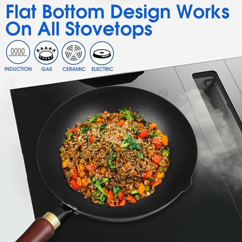 Souped Up Recipes 10 Inch Carbon Steel Wok For Electric, Induction and Gas Stoves (Lid and User Guide Video Included)