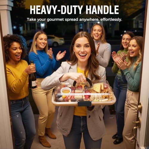 Renmxj Portable Charcuterie Boards with Lid, Cheese, Veggie & Snack Tray