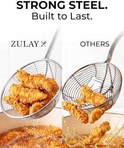 Zulay Kitchen Stainless Steel Skimmer Strainer Ladle