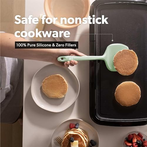 DI ORO Silicone Turner Spatula Set - 600F Heat Resistant, 4-Pc Sage