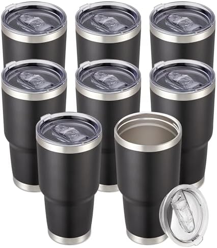 30 oz Tumbler with Lid Stainless Steel Tumblers Bulk, 8 Pack