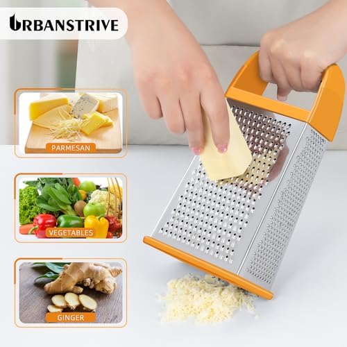 Cheese Grater With Container Box Grater Stainless Steel Kitchen Orange