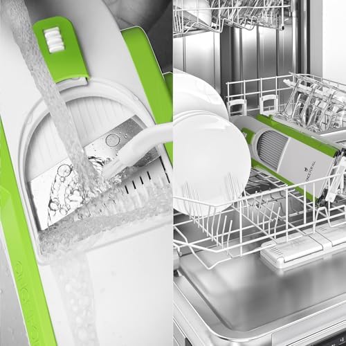 ONCE FOR ALL Safe Mandoline Slicer, Vegetable Slicer Potato Slicer, Green