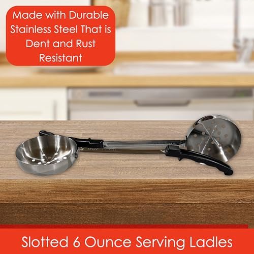 6 oz Slotted Stainless Steel Portion Control Ladle Spoodle - [Pack of 2]